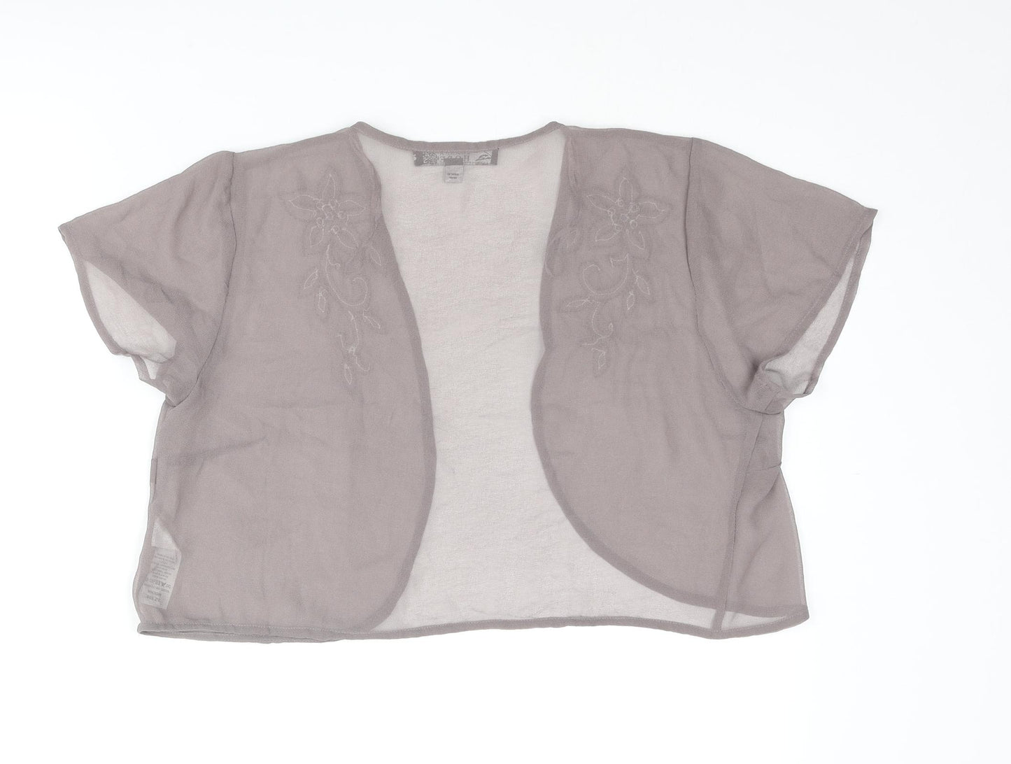 Joanna Hope Womens Grey Polyester Kimono Blouse Size 14 V-Neck - Cropped Beaded
