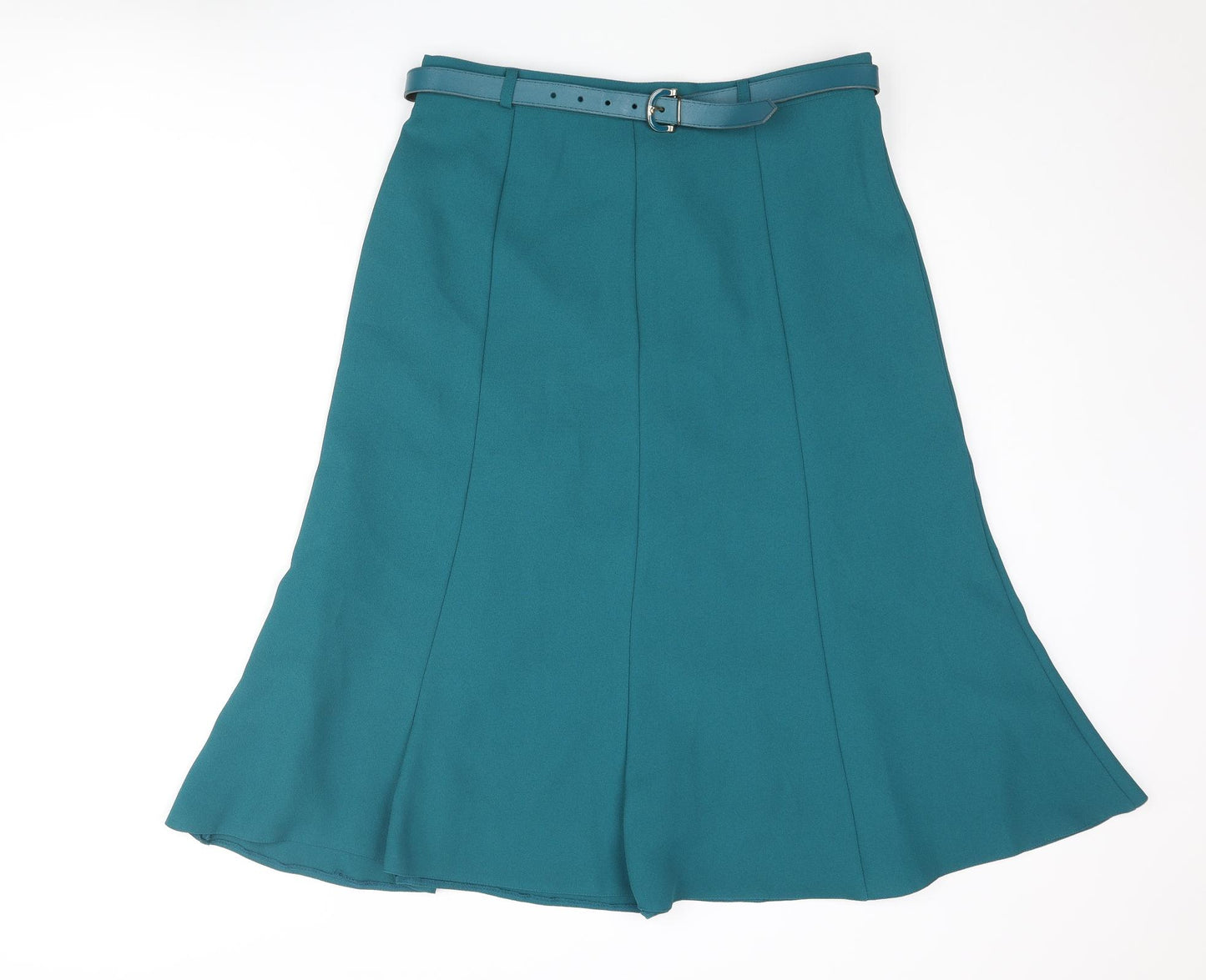 Bonmarché Womens Blue Polyester Flare Skirt Size 16 Zip
