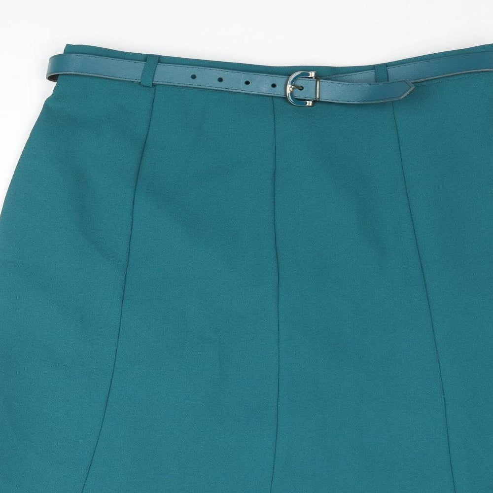 Bonmarché Womens Blue Polyester Flare Skirt Size 16 Zip