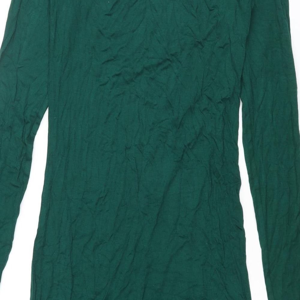PRETTYLITTLETHING Womens Green Viscose Mini Size 10 Off the Shoulder Pullover