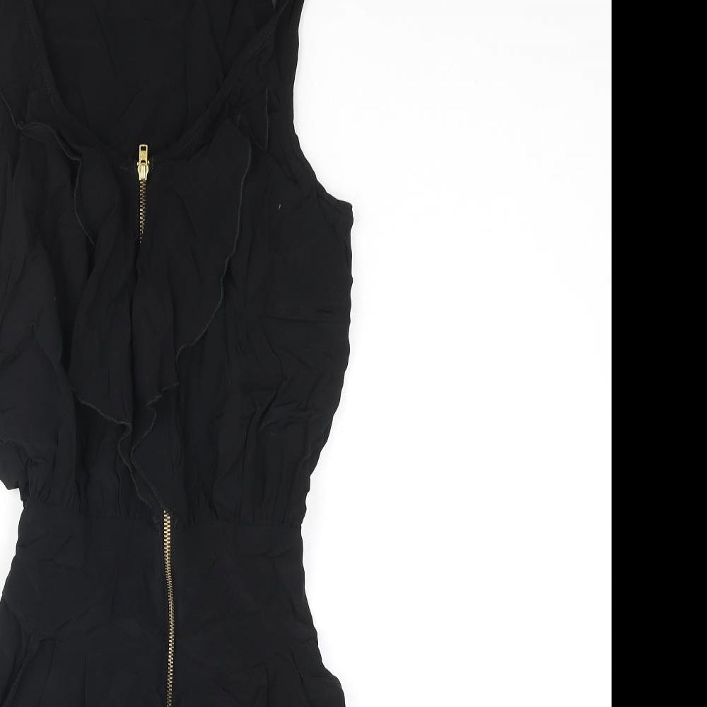 Miss Selfridge Womens Black Polyester Playsuit One-Piece Size 10 Zip - Frill