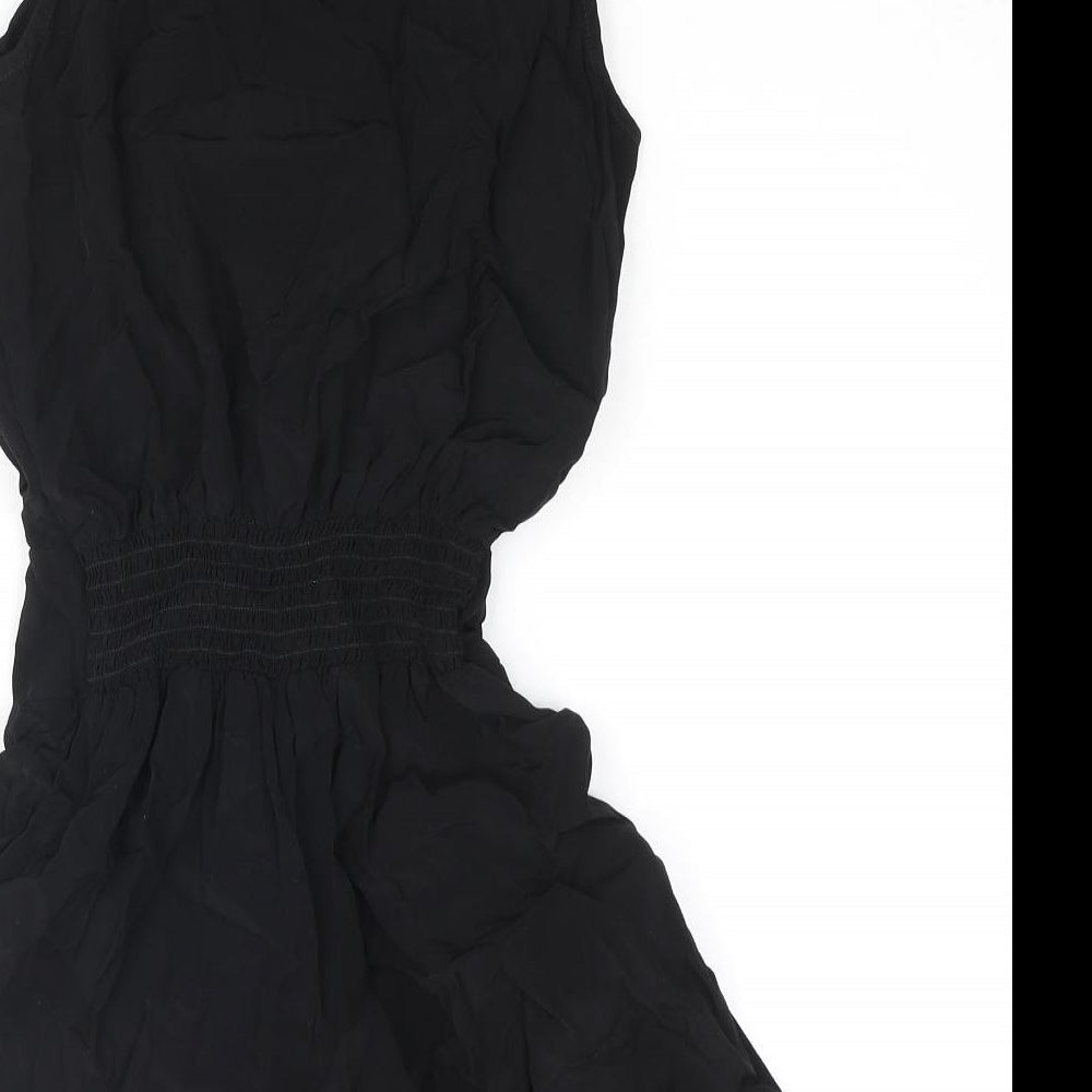 Miss Selfridge Womens Black Polyester Playsuit One-Piece Size 10 Zip - Frill