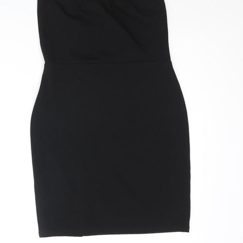 Boohoo Womens Black Polyester Mini Size 10 Square Neck Pullover
