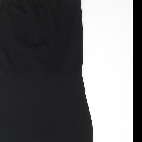 Boohoo Womens Black Polyester Mini Size 10 Square Neck Pullover