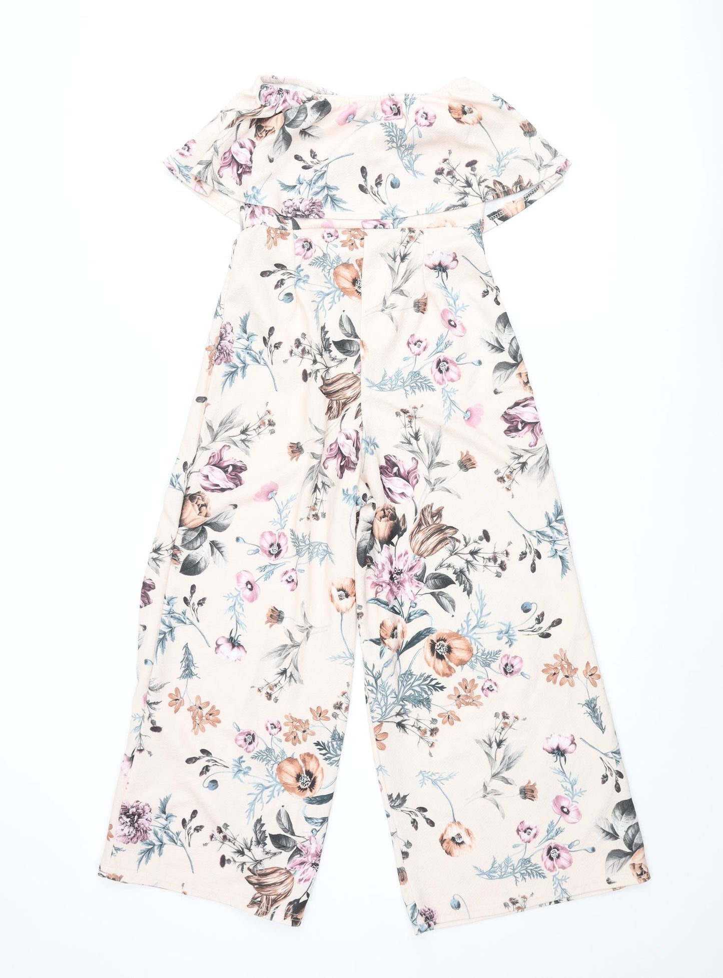 Boohoo Womens Multicoloured Floral Polyester Jumpsuit One-Piece Size 10 L24 in Pullover