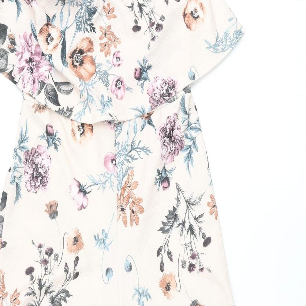 Boohoo Womens Multicoloured Floral Polyester Jumpsuit One-Piece Size 10 L24 in Pullover
