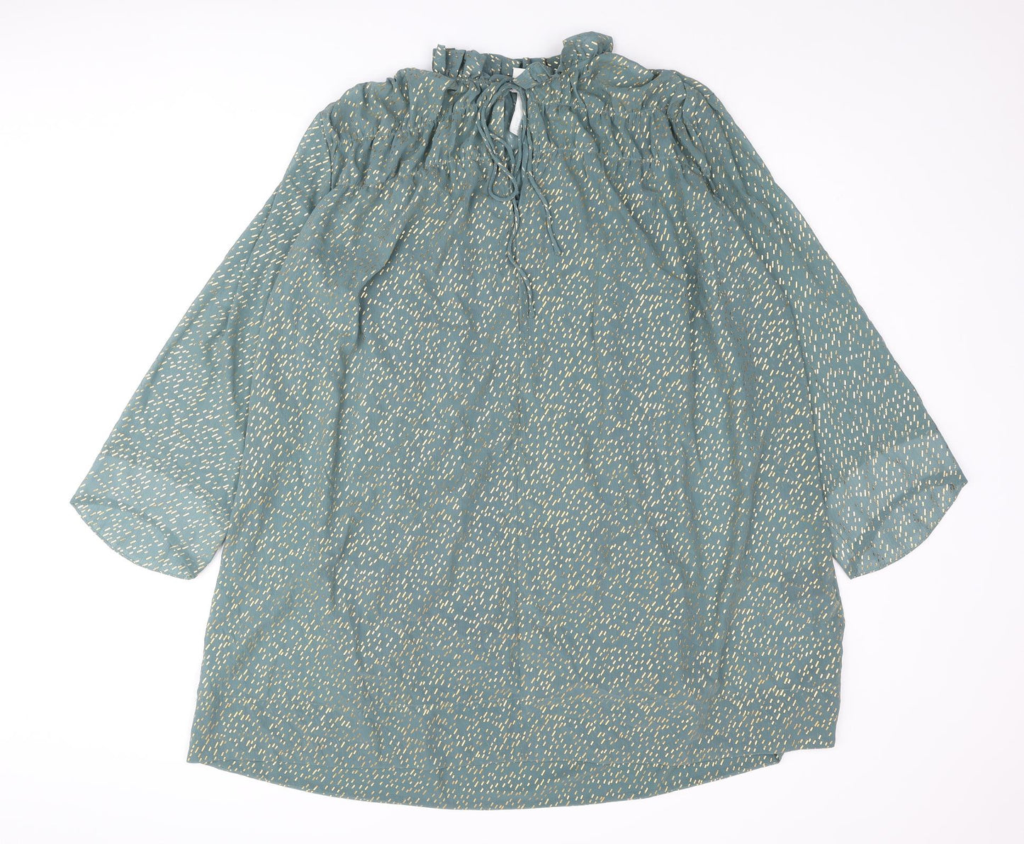 H&M Womens Blue Geometric Polyester Shift Size M Mock Neck Tie