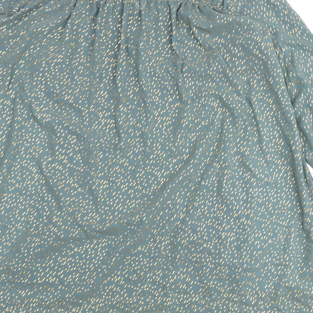H&M Womens Blue Geometric Polyester Shift Size M Mock Neck Tie