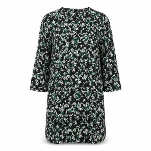 Front view of & Other Stories women’s multicoloured geometric viscose shift, size UK 8, round neck zip