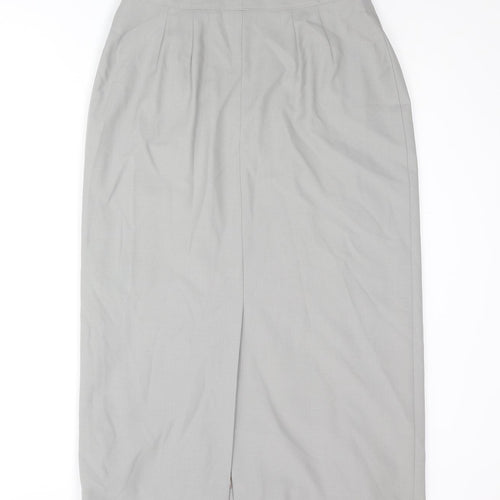 St Michael Womens Grey Wool Straight & Pencil Skirt Size 16 Zip