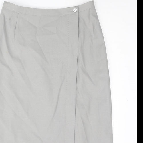 St Michael Womens Grey Wool Straight & Pencil Skirt Size 16 Zip
