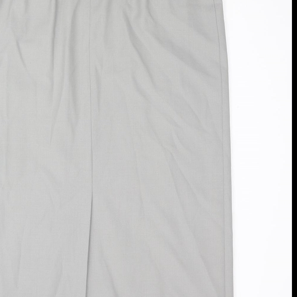 St Michael Womens Grey Wool Straight & Pencil Skirt Size 16 Zip