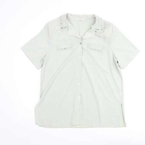 Berkertex Womens Green Polyester Basic Button-Up Size 16 Collared - Embroidered