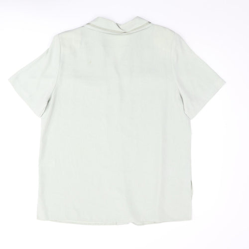 Berkertex Womens Green Polyester Basic Button-Up Size 16 Collared - Embroidered