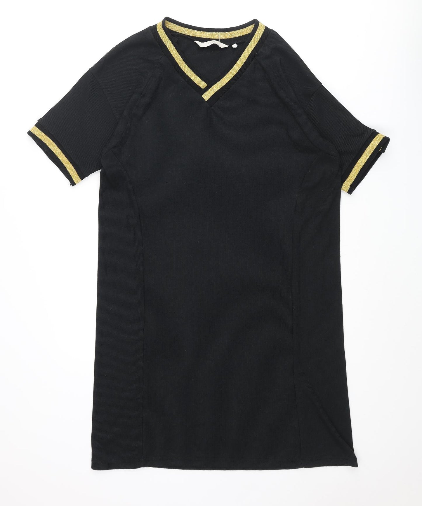 Numph Womens Black Polyester T-Shirt Dress Size M V-Neck Pullover