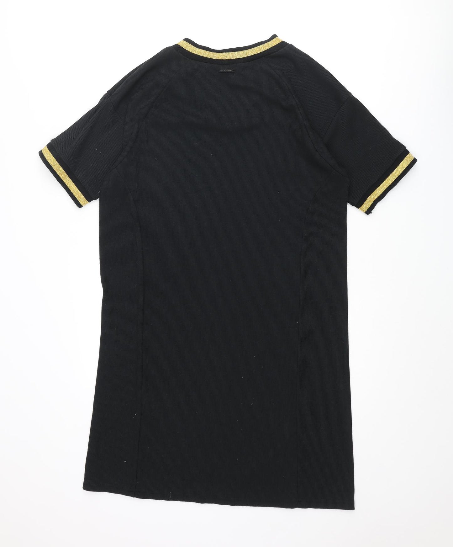 Numph Womens Black Polyester T-Shirt Dress Size M V-Neck Pullover