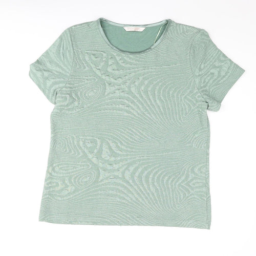Anna Rose Womens Gold Polyester Basic T-Shirt Size L Round Neck