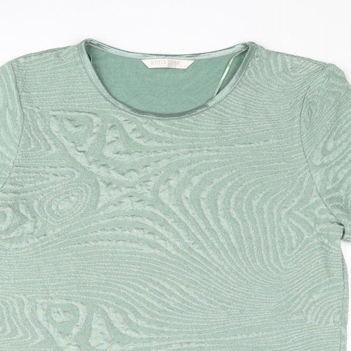 Anna Rose Womens Gold Polyester Basic T-Shirt Size L Round Neck