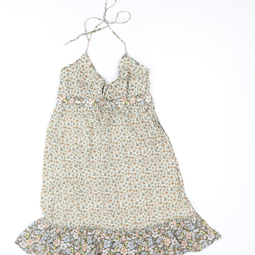 H&M Womens Multicoloured Floral Cotton Mini Size 6 Halter Pullover