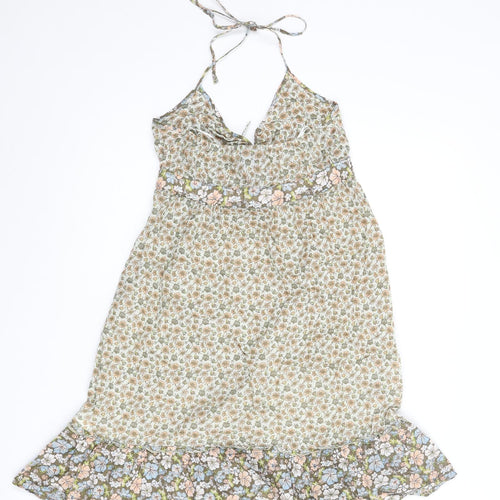 H&M Womens Multicoloured Floral Cotton Mini Size 6 Halter Pullover