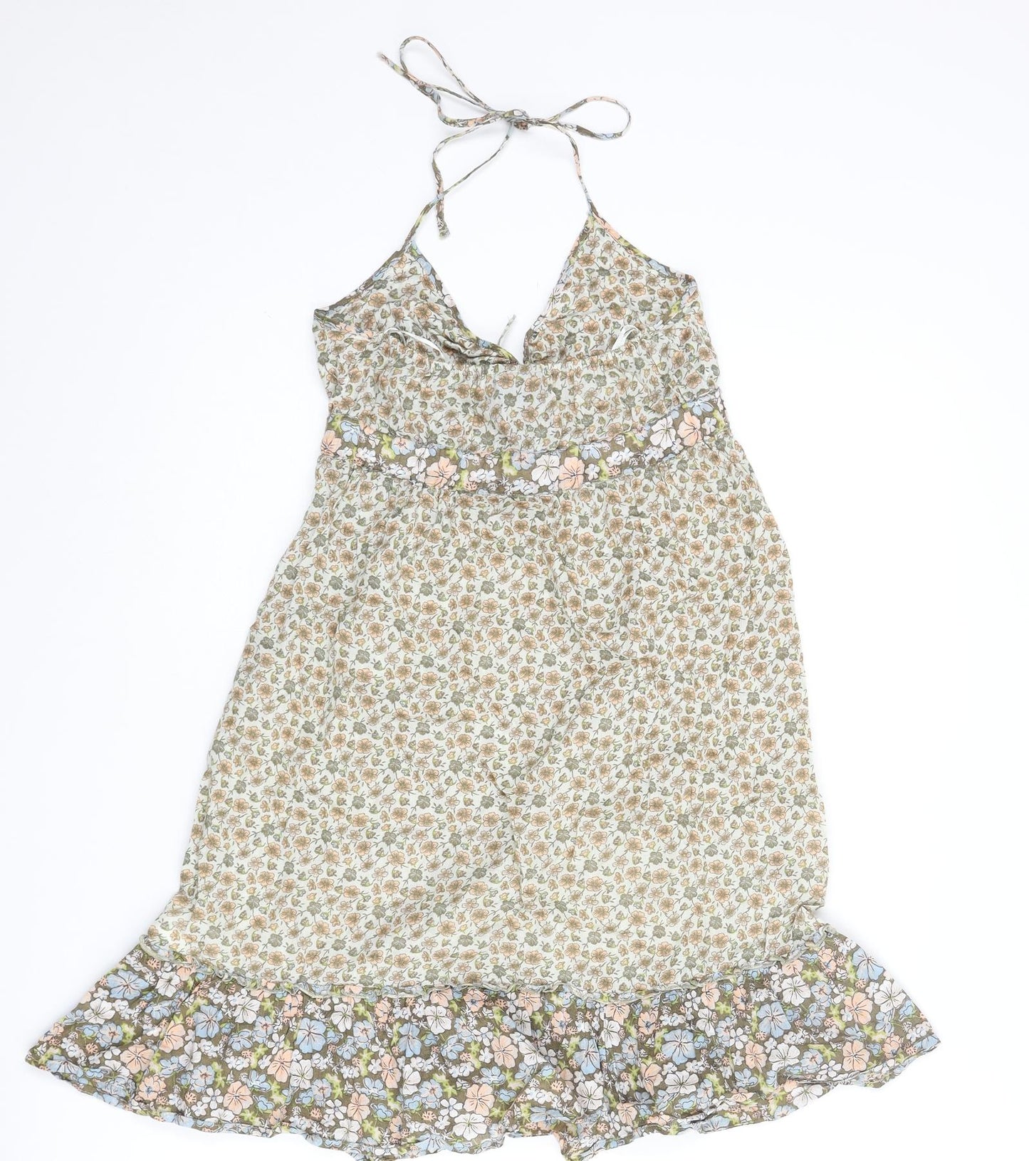 H&M Womens Multicoloured Floral Cotton Mini Size 6 Halter Pullover