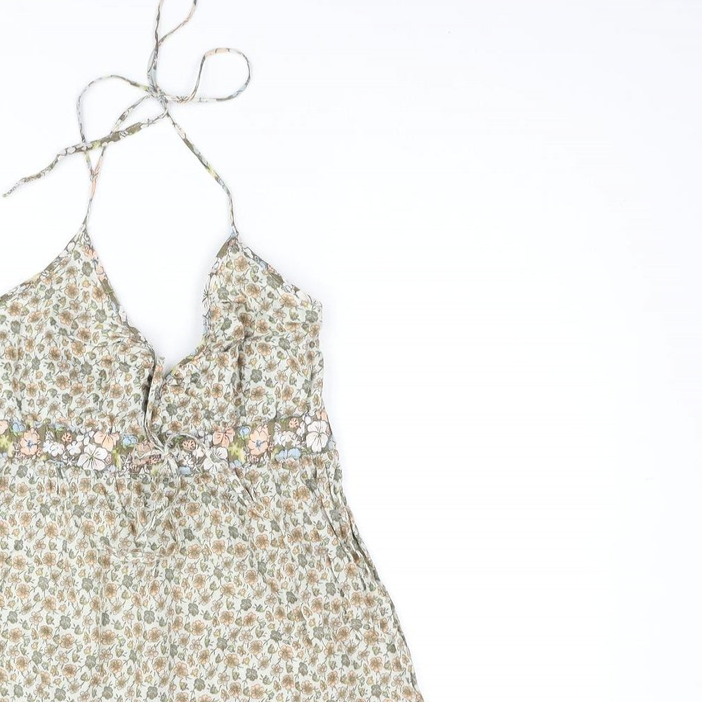 H&M Womens Multicoloured Floral Cotton Mini Size 6 Halter Pullover