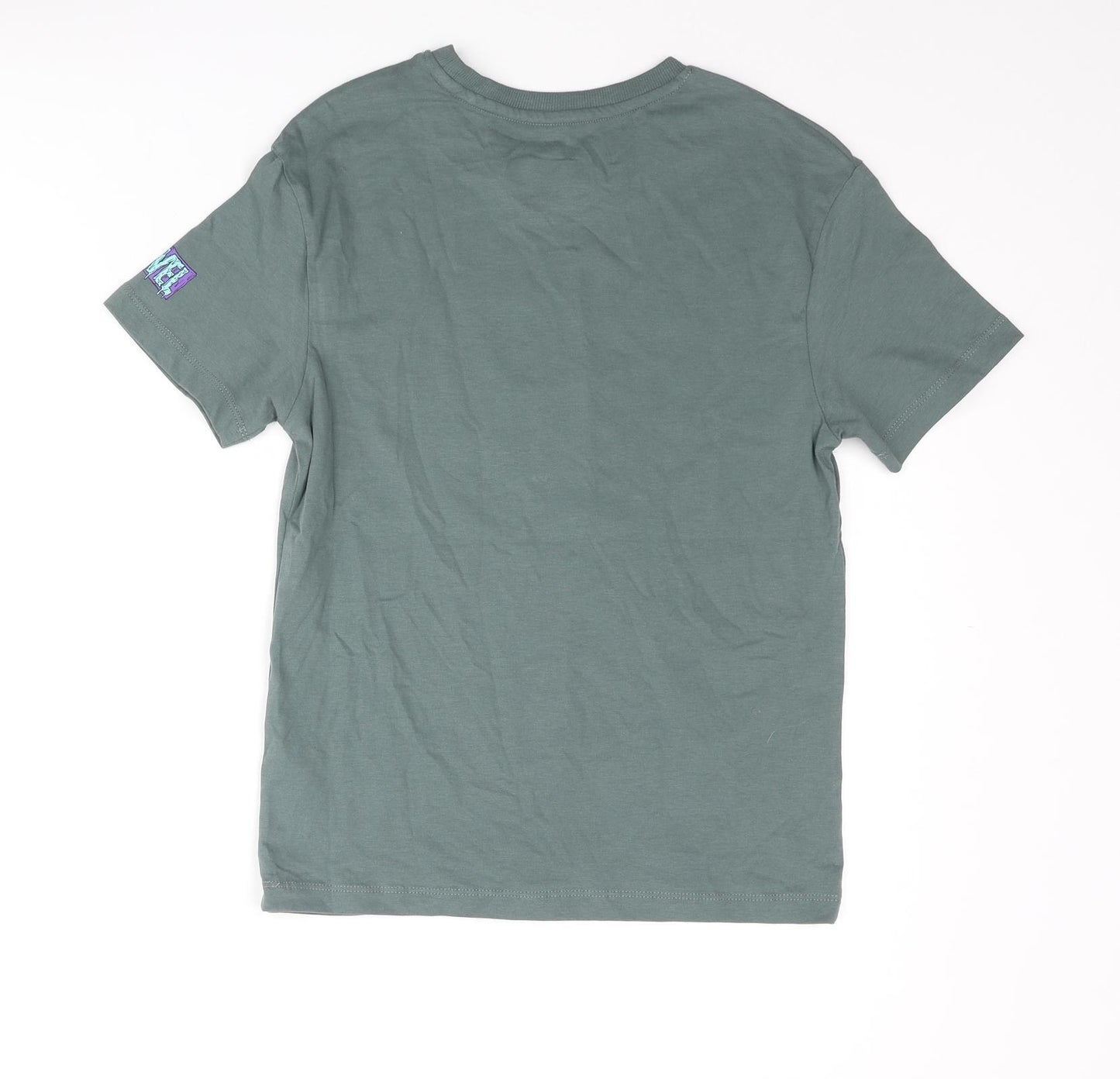 Marvel Boys Green Cotton Basic T-Shirt Size 9-10 Years Scoop Neck Pullover - Avengers Logo