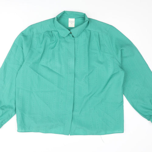 C&A Womens Green Polyester Basic Button-Up Size 16 Collared