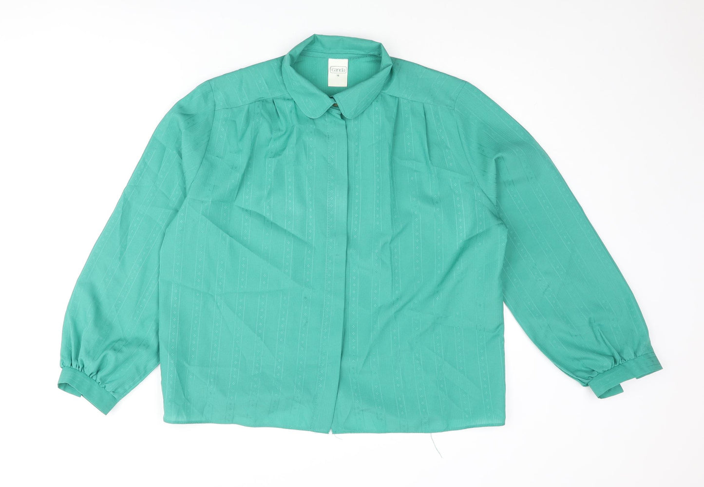 C&A Womens Green Polyester Basic Button-Up Size 16 Collared