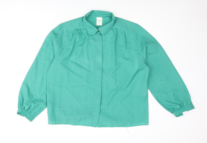 C&A Womens Green Polyester Basic Button-Up Size 16 Collared