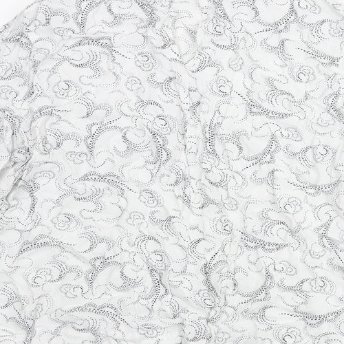 Marks and Spencer Womens White Geometric Viscose Basic Blouse Size 14 Mock Neck