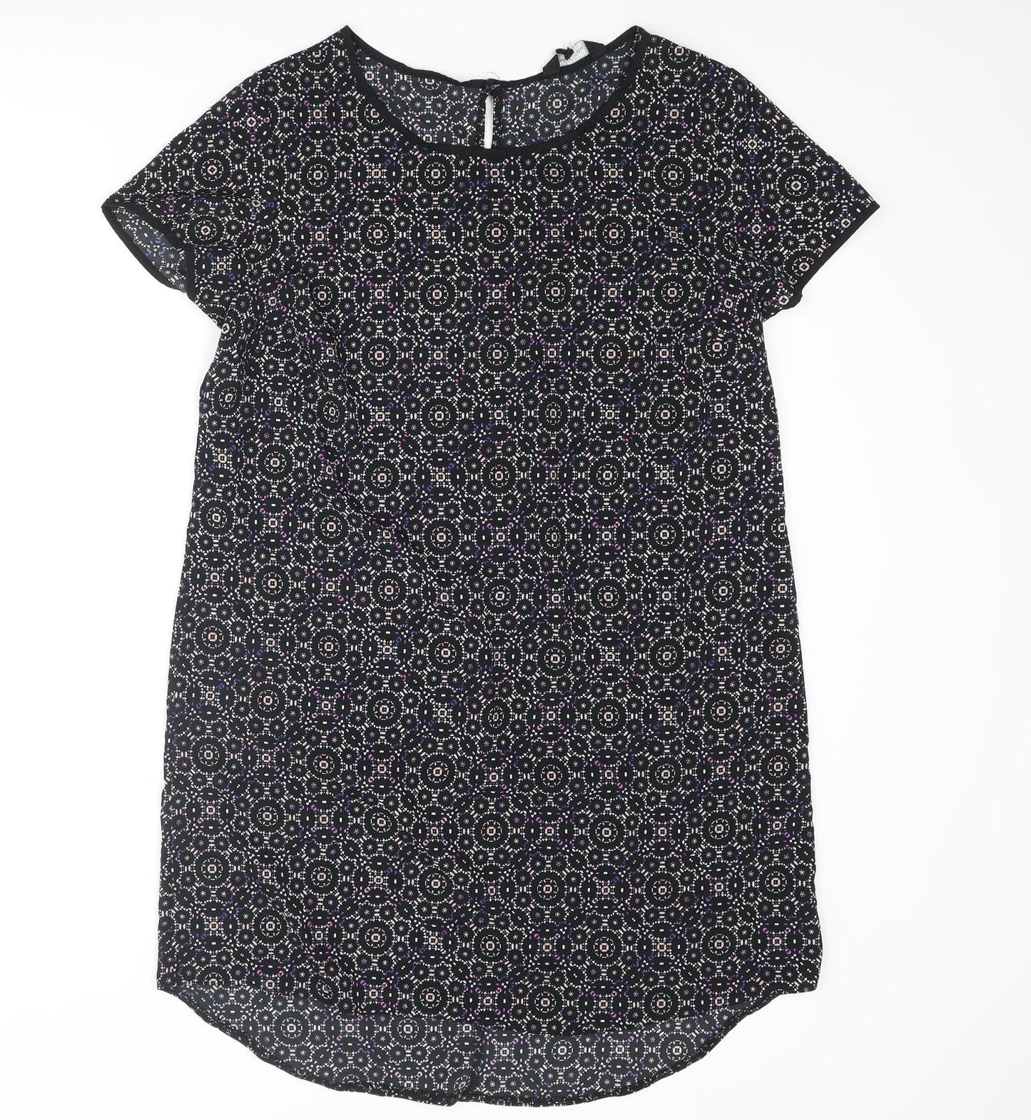 New Look Womens Multicoloured Geometric Polyester Shift Size 16 Round Neck Button