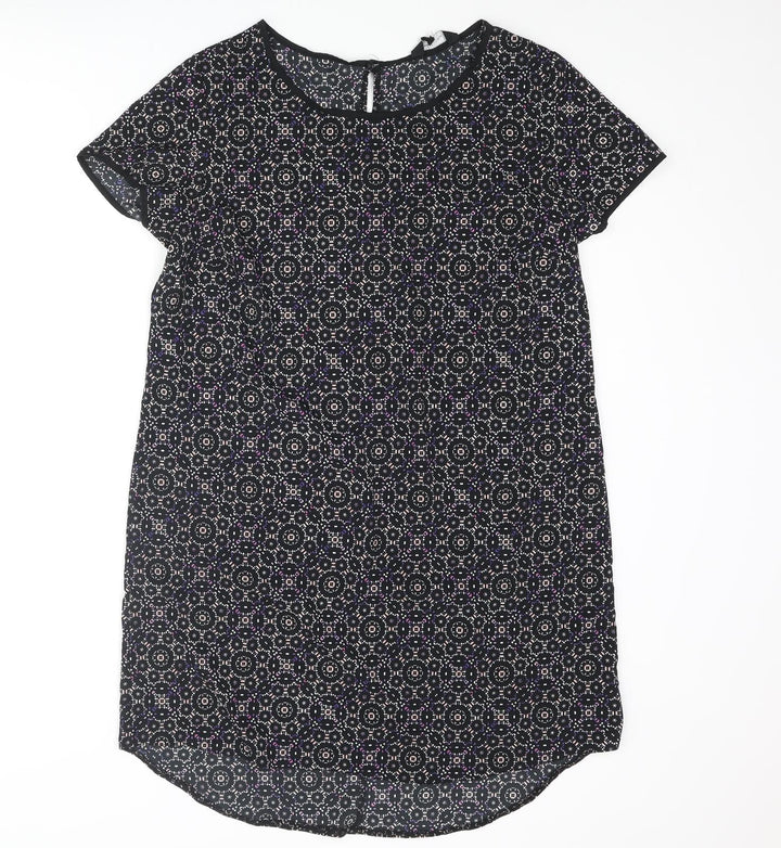 New Look Womens Multicoloured Geometric Polyester Shift Size 16 Round Neck Button