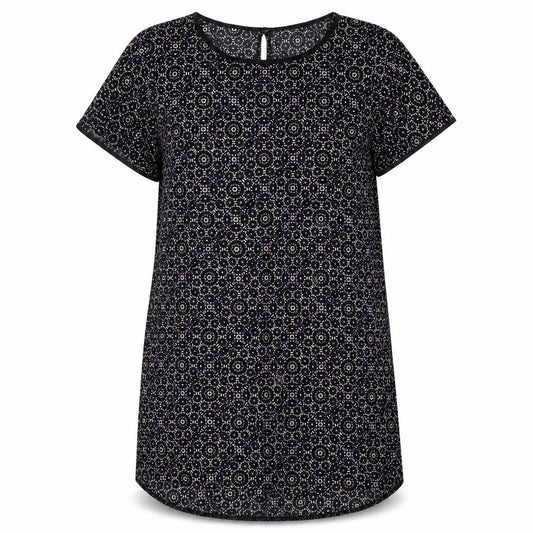 Front view of New Look women’s multicoloured geometric polyester shift, size UK 16, round neck button