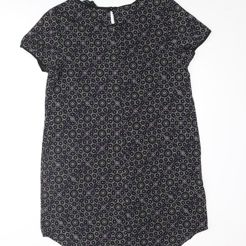 New Look Womens Multicoloured Geometric Polyester Shift Size 16 Round Neck Button