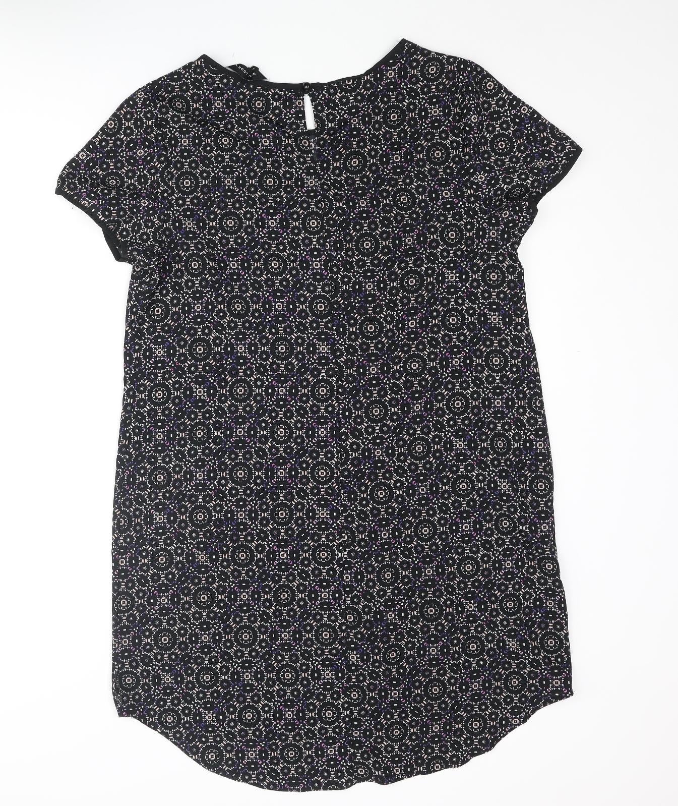 New Look Womens Multicoloured Geometric Polyester Shift Size 16 Round Neck Button