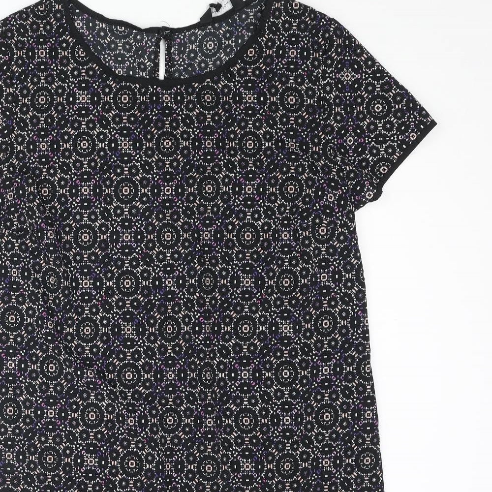 New Look Womens Multicoloured Geometric Polyester Shift Size 16 Round Neck Button