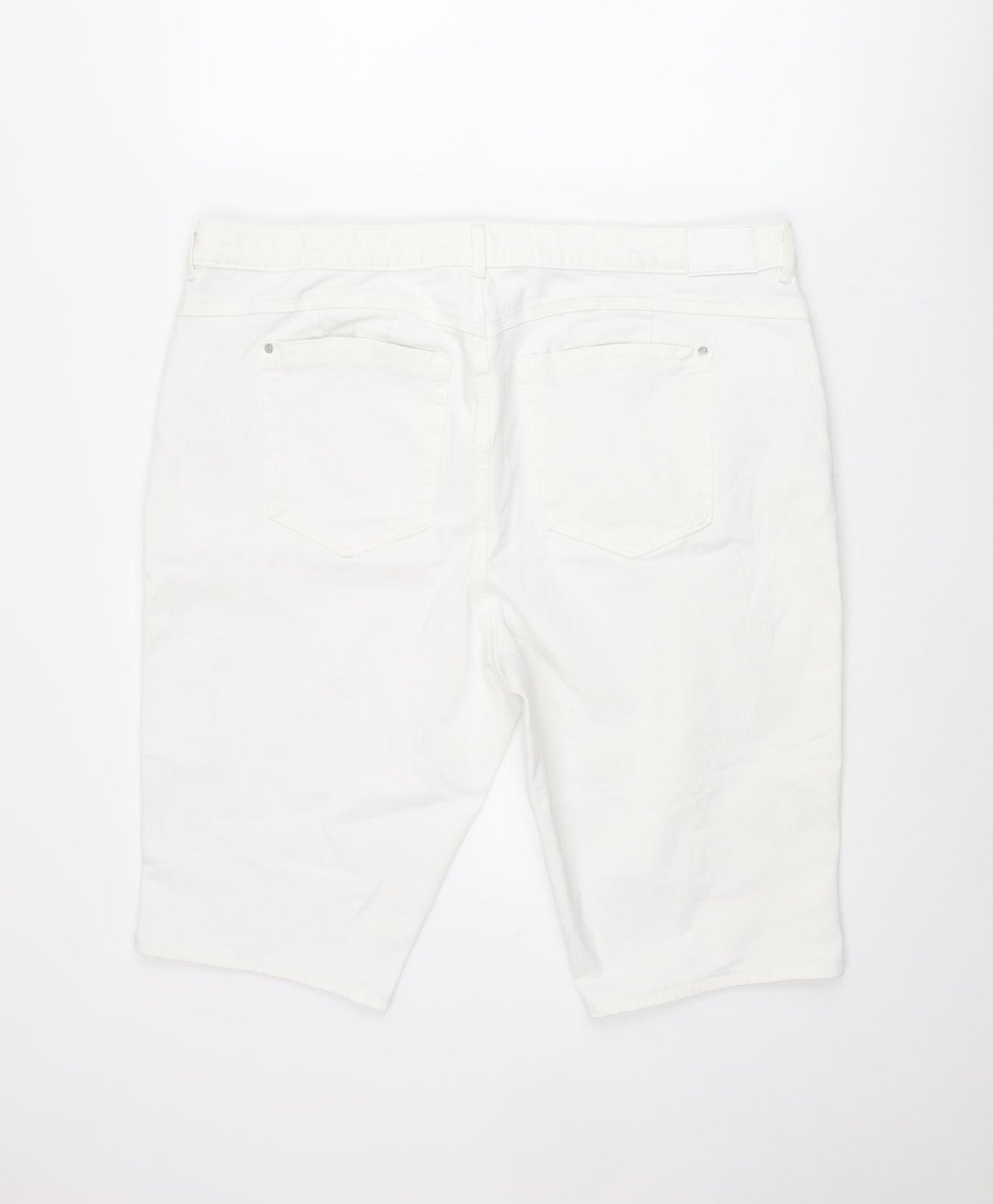 Marks and Womens White Cotton Bermuda Shorts Size 22 L12 in Regular Zip