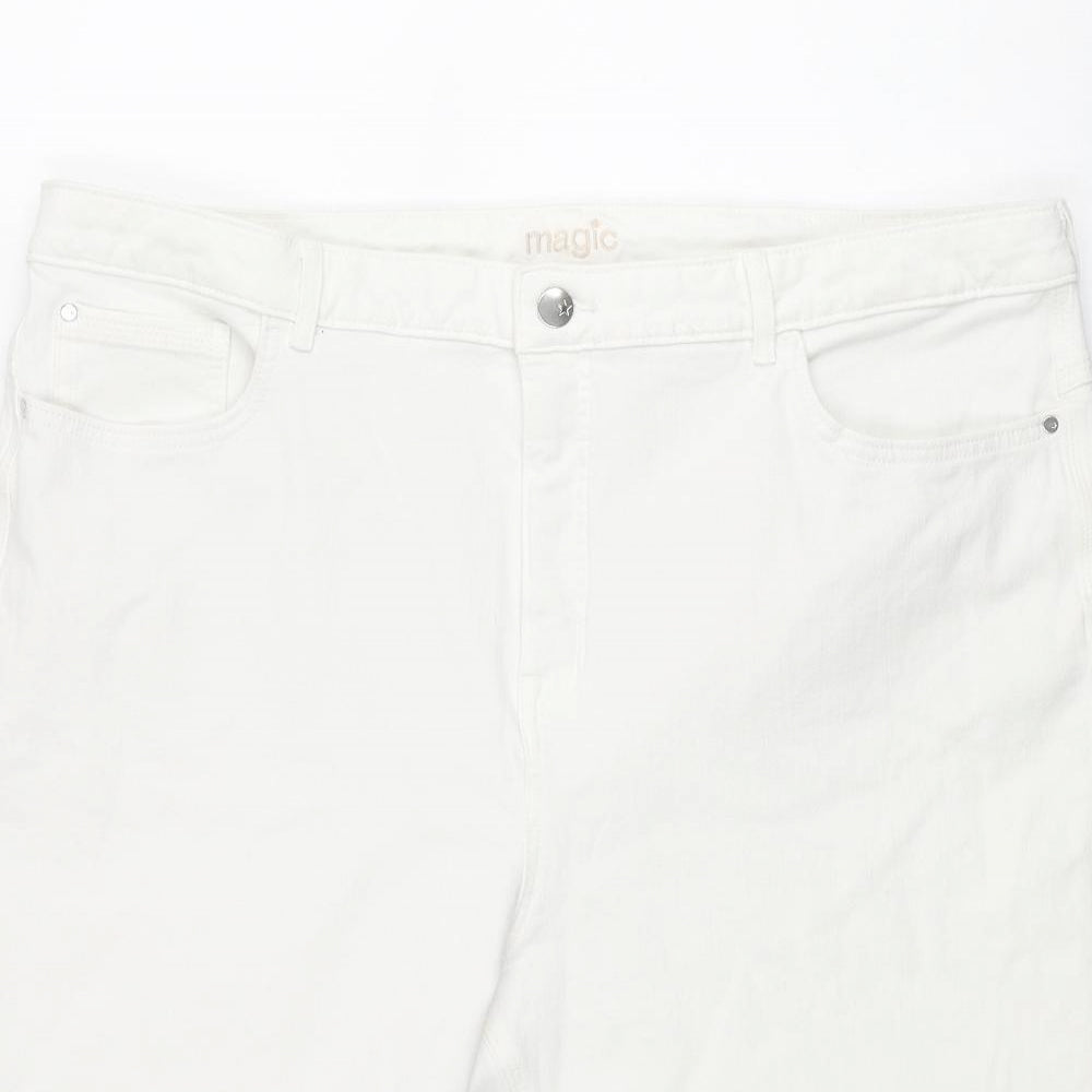 Marks and Womens White Cotton Bermuda Shorts Size 22 L12 in Regular Zip