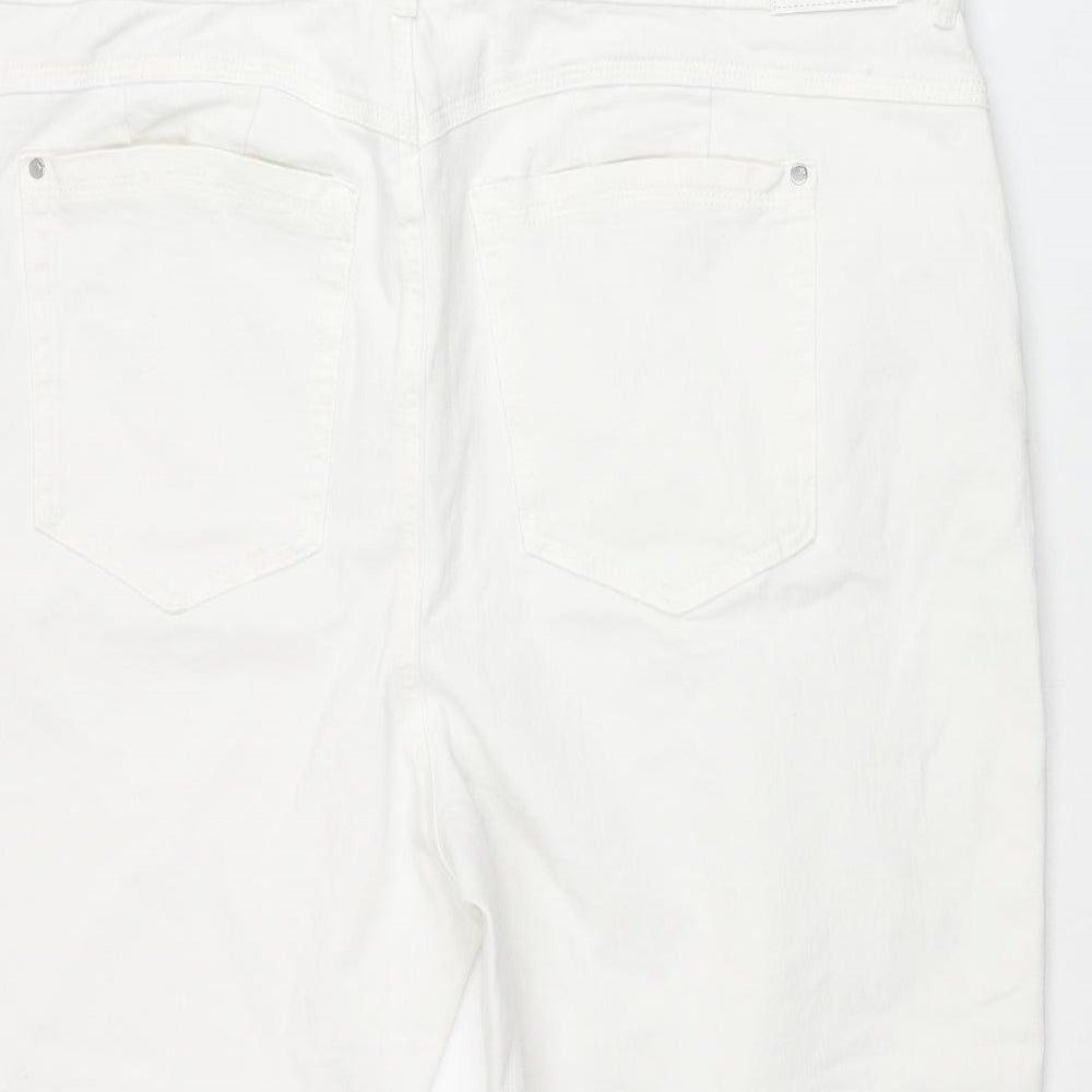 Marks and Womens White Cotton Bermuda Shorts Size 22 L12 in Regular Zip