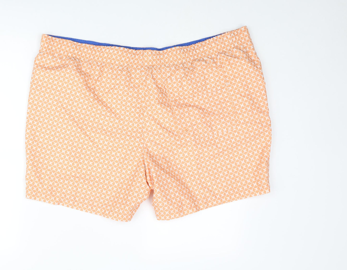 Marks and Spencer Mens Orange Geometric Polyester Sweat Shorts Size 3XL L6 in Regular Drawstring - Swim Shorts