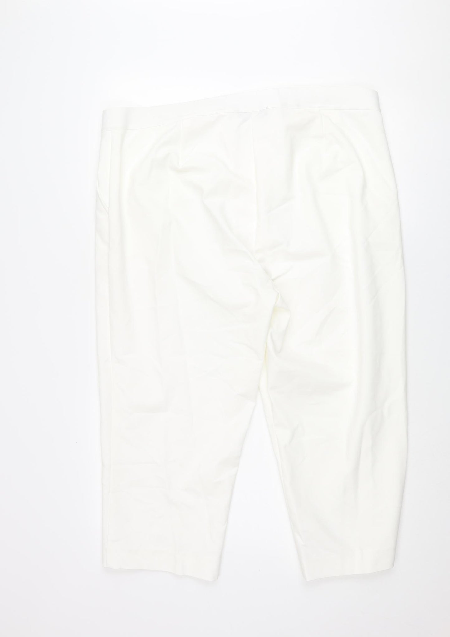Marks and Womens White Cotton Capri Trousers Size 22 L21 in Regular