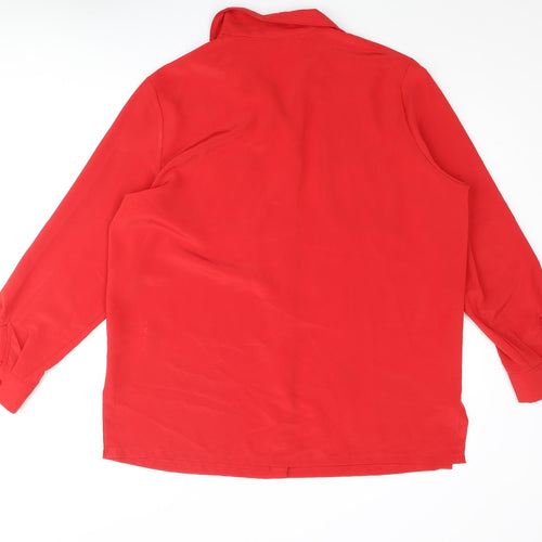 St Michael Womens Red Polyester Basic Button-Up Size 16 Collared