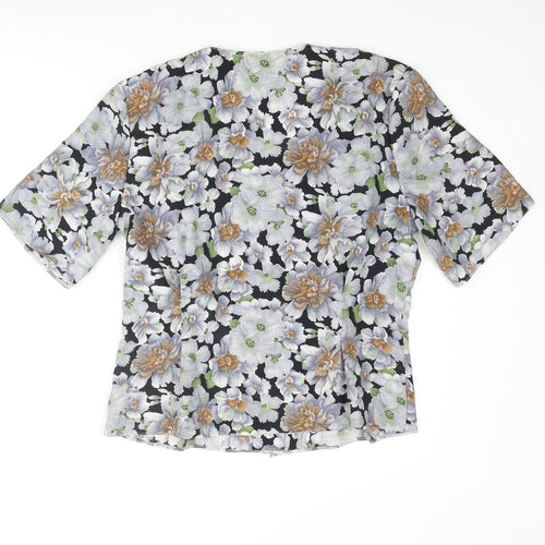 Amalita Womens Multicoloured Floral Polyester Basic Blouse Size 16 V-Neck