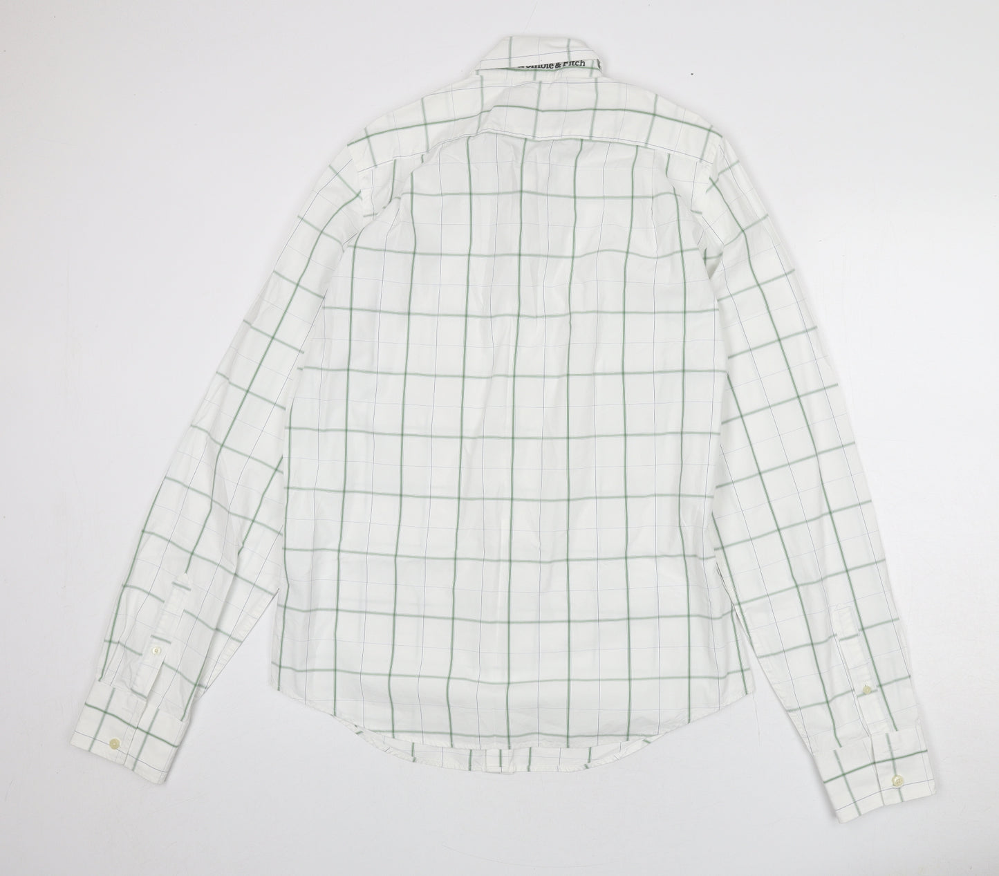 Abercrombie & Fitch Mens White Plaid Cotton Button-Up Size L Collared Button