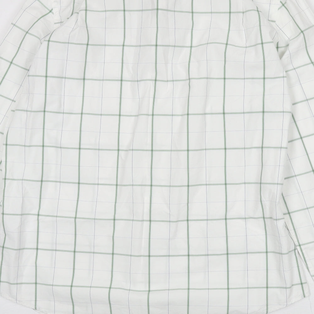 Abercrombie & Fitch Mens White Plaid Cotton Button-Up Size L Collared Button