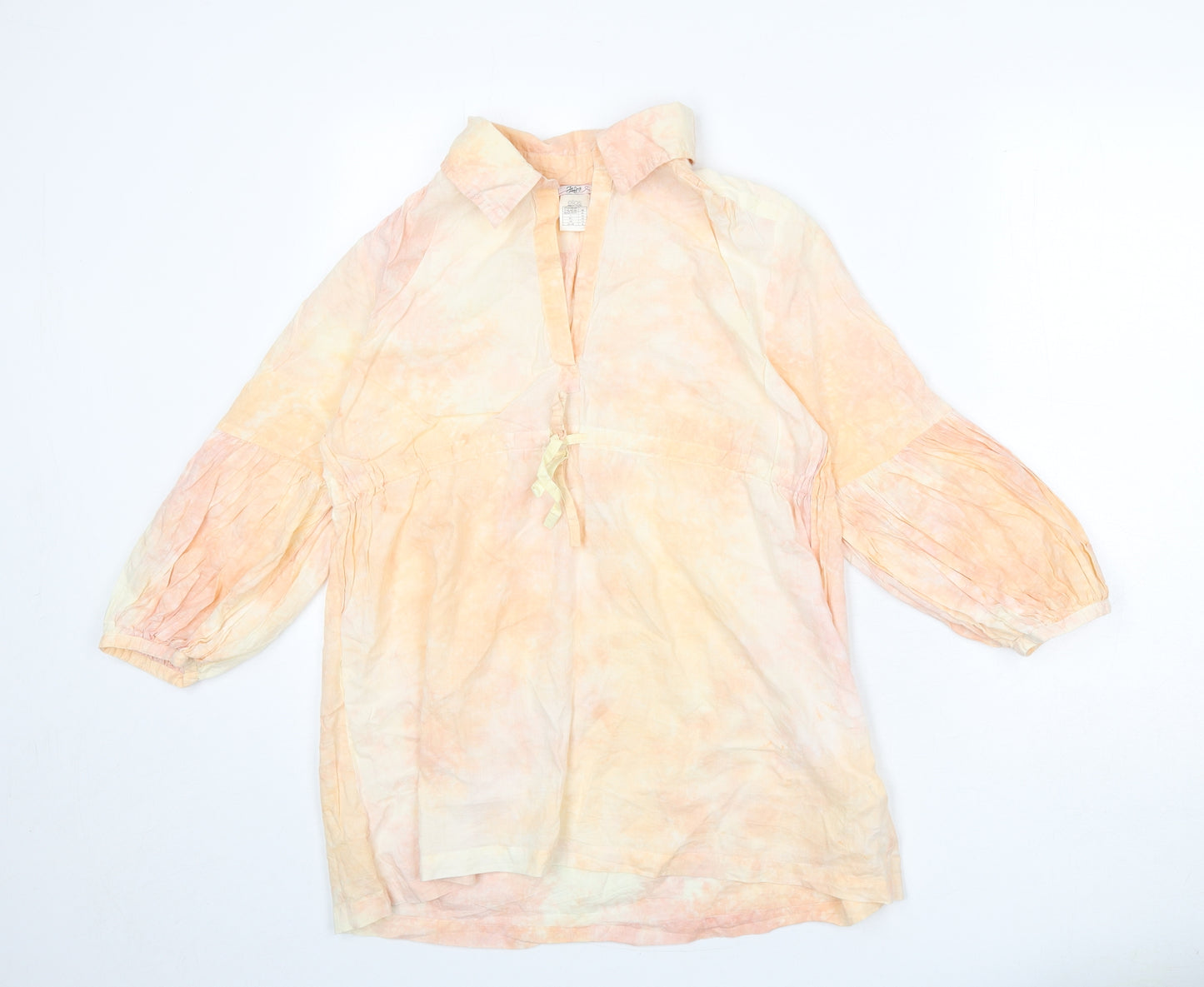 Ellos Womens Pink Geometric 100% Cotton Basic Blouse Size 12 Collared - Tie Dye