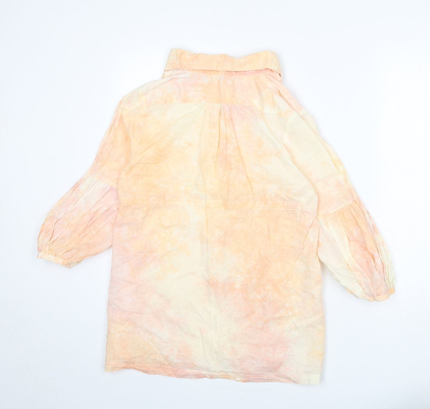 Ellos Womens Pink Geometric 100% Cotton Basic Blouse Size 12 Collared - Tie Dye