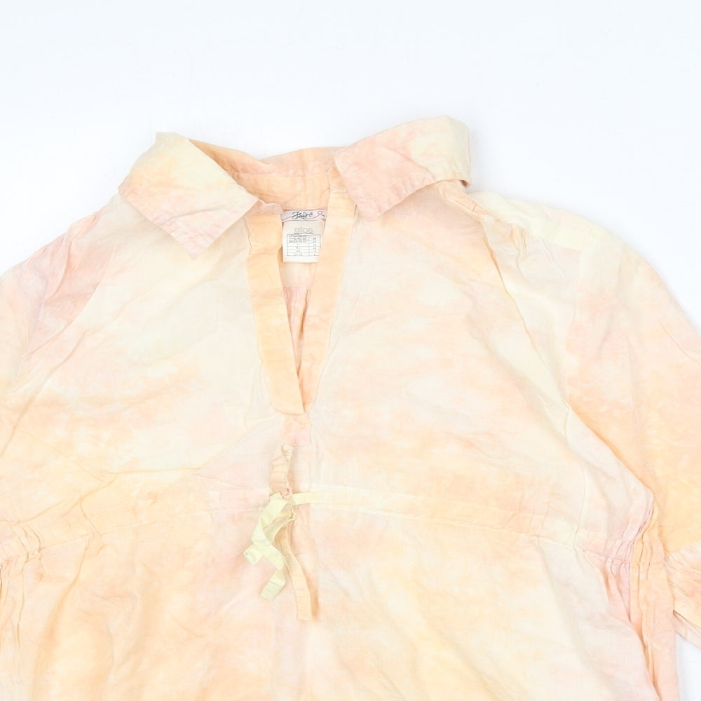 Ellos Womens Pink Geometric 100% Cotton Basic Blouse Size 12 Collared - Tie Dye