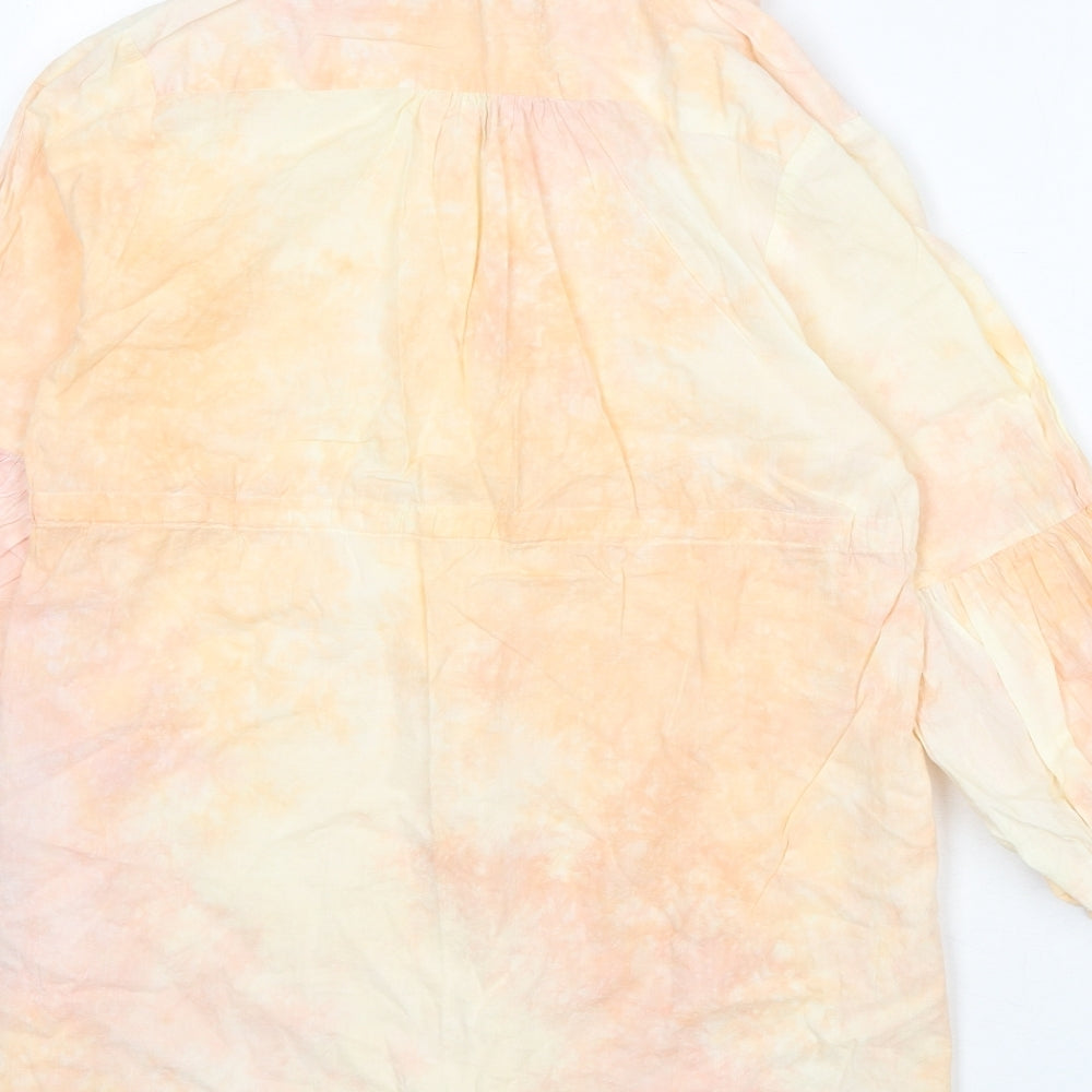 Ellos Womens Pink Geometric 100% Cotton Basic Blouse Size 12 Collared - Tie Dye